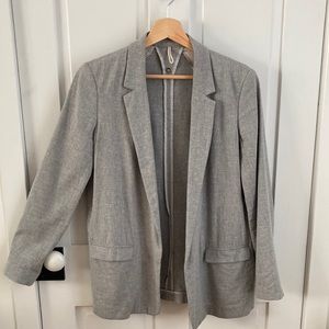 Massimo Dutti light grey Summer light weight cotton silk blend blazer size 6 EUC